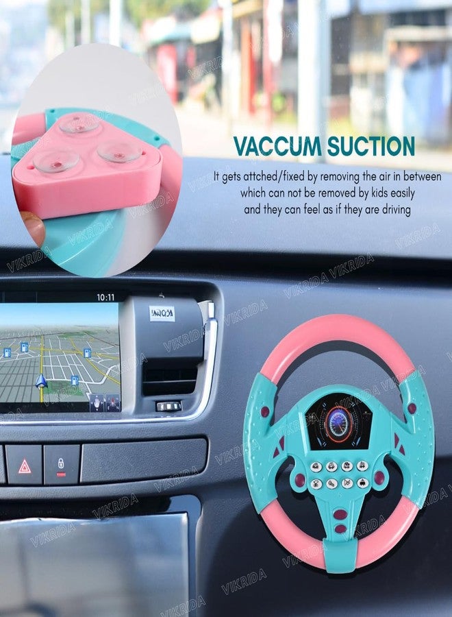 VikriDA Pretend Adventure Steering Wheel for Kids | Early Education Driving Toy with Light Music (Pink) - Image 3